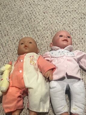 Plush Baby Doll in Peach & Pink Outfit - Soft Toddler Toy